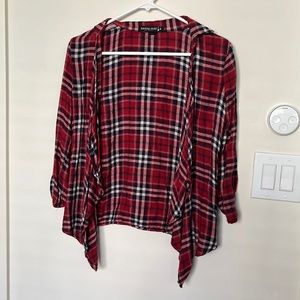 Red Plaid Flannel Cardigan